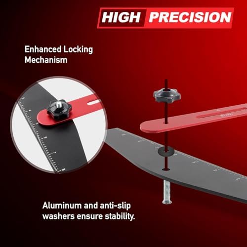 Stair Tread Template Tool, Stair Tread Jig with Miter Protractor, Carpenter Pencil, Heavy-Duty Aluminum Stair Tread Gauge, Stair Measuring Tools Suitable for Stairs, Cabinets, Flooring