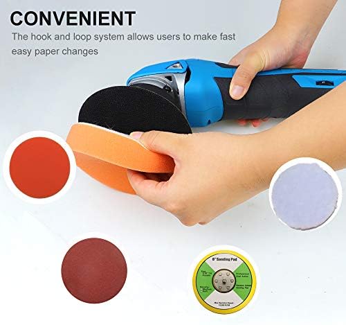 NEWONE 20V Cordless Round Orbital Polisher, Dual Action Buffer, 5-Inch, 6 Variable Speeds, Anti-vibration Handle, Car Sanding Polishing Waxing, 4.0Ah Battery and Fast Charger