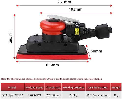 2-3/4" x 8" Dust-Free Air Orbital Sander，1/8" Vacuum Pneumatic Random Orbital Sander，10,000 Max OPM Dust Bag Style with Extra Hook-Loop Pad and 25pcs (80/120/180/320/400) mesh sandpapers