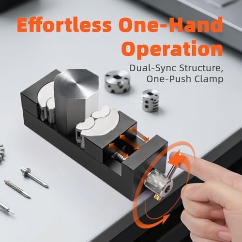Luvan Mini Drill Press Vise, Small Bench Vise Clamp for Any Shape 2.44" Jaw Opening Self-Adjusting Smart Fractal Vise, Precision Aluminum Hobby Mini Table Clamp for DIY,Crafts,Jewelry Making,Repair