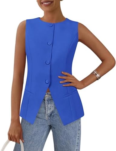 PRETTYGARDEN Women Tailored Suit Vest Business Casual Tops