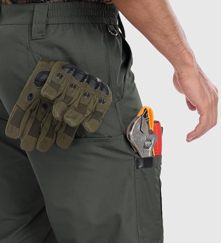 Mens Cargo Work Pants Durable Ripstop Tactical Pants with 7 Pockets Outdoor Water Resistant Hiking Woking Construction Pants