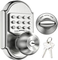 Keyless Entry Door Lock - Door Locks with Keypads, Deadbolt Lock Keypad Door Knob, Stainless Steel (Pass Code or Key) 100% Mechanical, No Electronic Gray