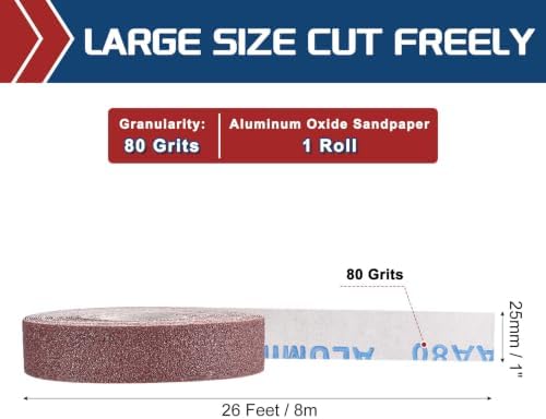 Sandpaper Roll 1Inch 26FT 80Grit Aluminum Oxide Emery Cloth Roll