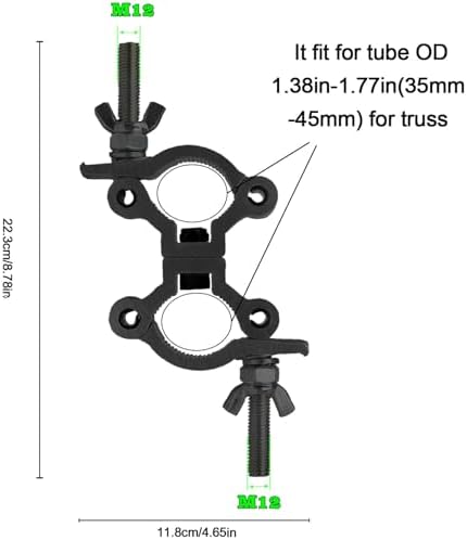 Lighting Truss Swivel Coupler Clamps for Lights, Quick Release Dual Head Truss O Clamp, 35mm-45mm(1.38in-1.77in) Dual Swivel Tube Clamp, Wrap Around Pipe Clamp Mounting Bracket(Black-4Pack)
