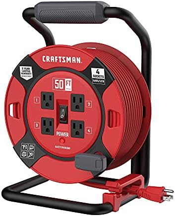 CRAFTSMAN 50 Ft. Retractable Extension Cord Reel, 4 Outlets