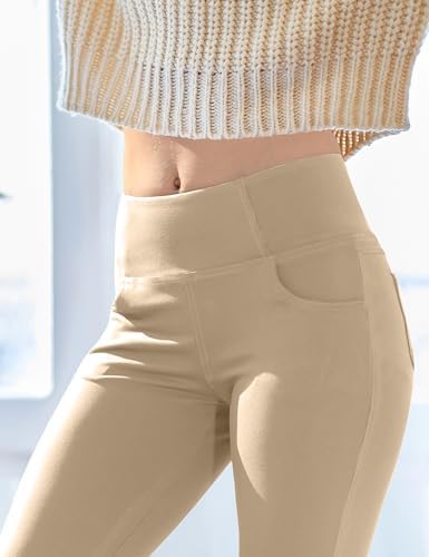 VOOVEEYA Women's Bootcut Leggings - Bootleg Yoga Pants Flare with 4 Pockets