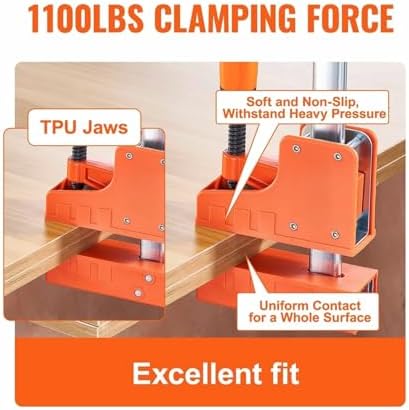 Woodworking Bar Clamps 2-Pack, 50" Parallel F Clamps - 1100lbs Capacity, Even Pressure Wood Clamps for Woodworking, Metalworking, DIY Projects
