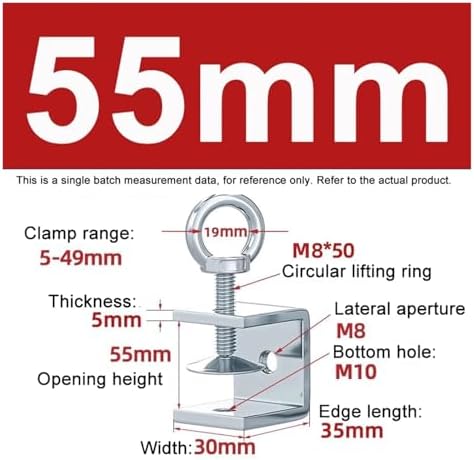 1PCS Galvanized Carbon Steel Tiger Clamp Multiple Shapes Open Height 20-130MM Thickened Material Fixed Fixture Clamping Device(55MM,O Type)