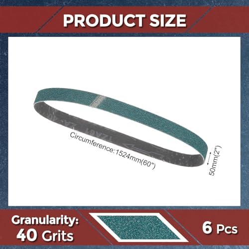 6 Pcs Sanding Belts 2 x 60 Inch 40 Grit Zirconia
