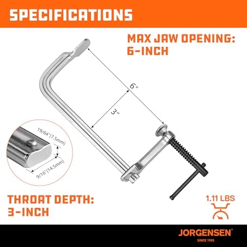 Jorgensen 6-Inch Light-Duty Drop Forged Steel Bar Clamps, 2-Pack