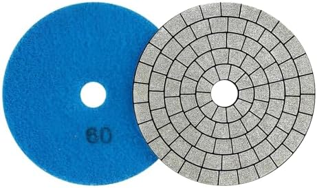 Electroplated Diamond Sanding Pad, 60Grit 5inch 125mm Grinding Disc Hook and Loop Backing for Stone Tile Glass Trimming & Metal Polishing & Wood Sanding (1 Piece)