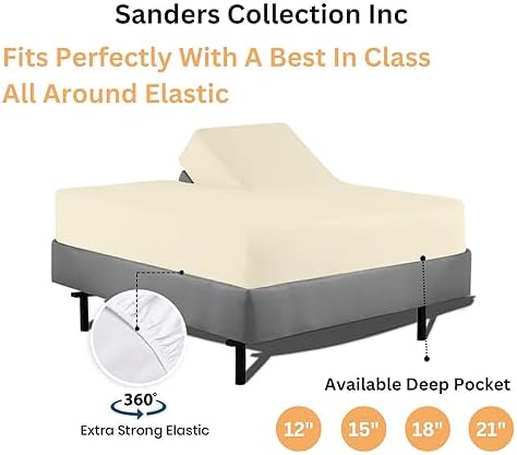 SCI Top Split Flex Sheet Set for Adjustable Bed California King Size ,Ivory