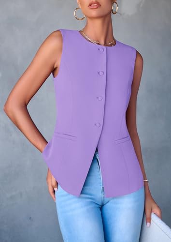 PRETTYGARDEN Women Tailored Suit Vest Business Casual Tops