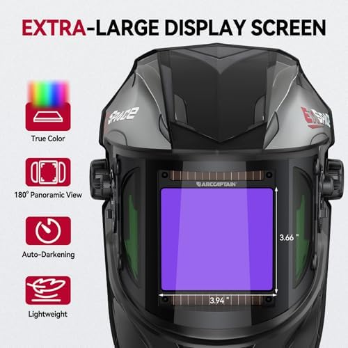 ARCCAPTAIN Welding Hood, 180° Panoramic View Auto Darkening Welding Helmet