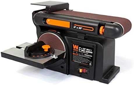 WEN 6502T 4.3-Amp 4 x 36 in. Belt and 6 in. Disc Sander with Cast Iron Base & DPA2513 24-by-12-Inch Drill Press Table with an Adjustable Fence and Stop Block