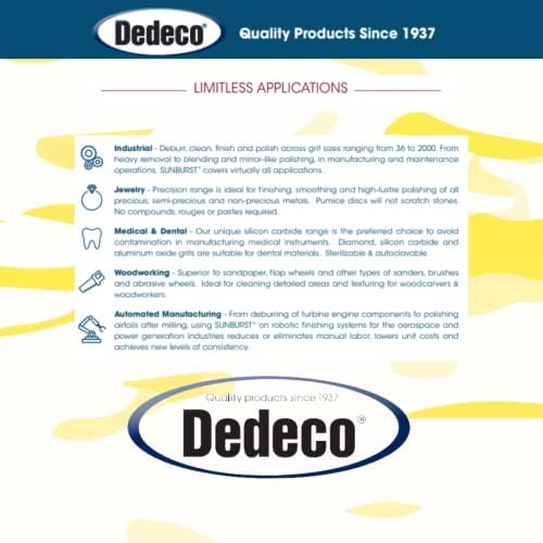 Dedeco Sunburst Radial Bristle Discs 6-Pack - 7/8" Curved 4-Ply Mounted Discs - Yellow 80 Grit (Coarse) - Aluminum Oxide for Polishing & Finishing