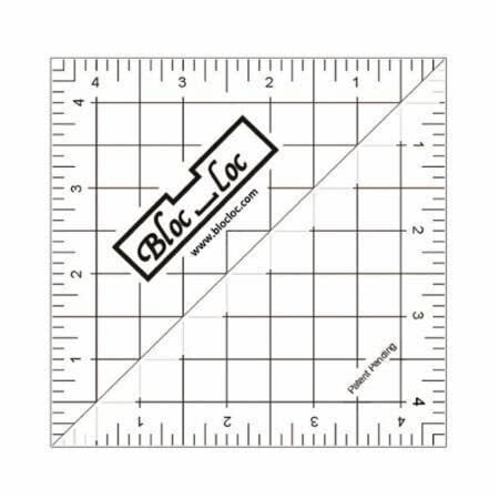 Bloc Loc Brand Half Square Acrylic Triangle Ruler, 4.5x4.5 Inches - Quilting Ruler for Sewing and Crafting Projects