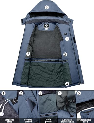GEMYSE Men's Winter Ski Jacket Waterproof Snow Coat with Detachable Hood