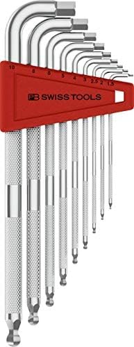 PB Swiss Tools - Safety Hex Key L-Wrenches with Ball Point, Set in a Practical Plastic Holder, Sizes 1.5 to 10 mm, Model #3212.LH-10, Hex Key Tools
