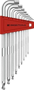 PB Swiss Tools - Safety Hex Key L-Wrenches with Ball Point, Set in a Practical Plastic Holder, Sizes 1.5 to 10 mm, Model #3212.LH-10, Hex Key Tools