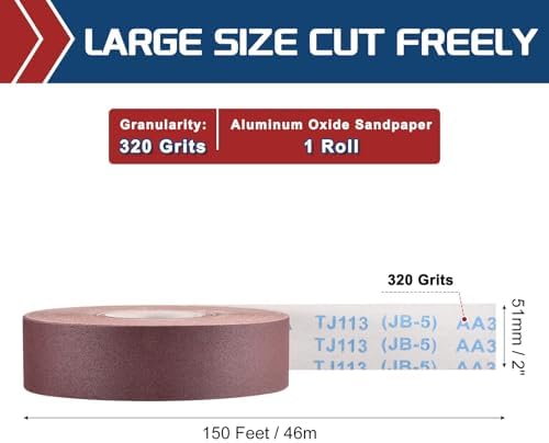Sandpaper Roll 2Inch 150FT 320Grit Aluminum Oxide Emery Cloth Roll