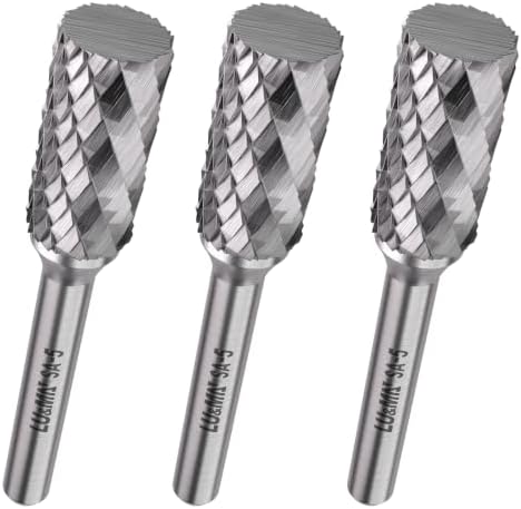LU&MN SA-5 Tungsten Carbide Burr, 1/2" Head 1/4" Shank, 3 Pcs