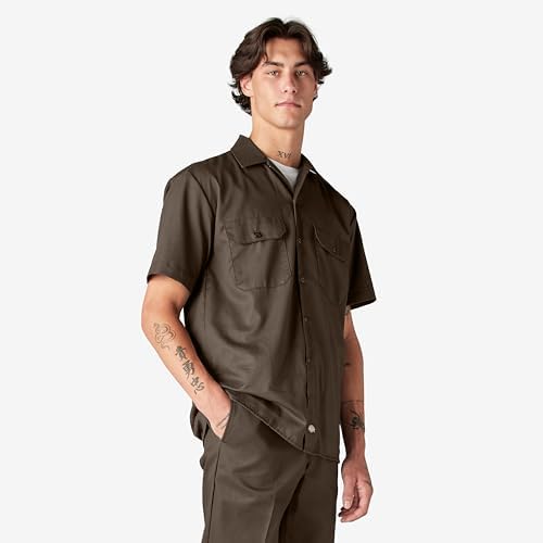 Dickies Men’s Short Sleeve Work Shirt – Durable Twill Button Down Shirts for Men, Lightweight Uniform for Daily Wear