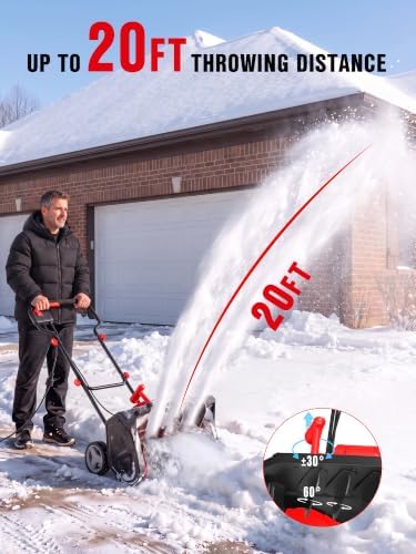 EWORK 12 Amp Electric Snow Blower, Corded Snow Thrower for Driveway