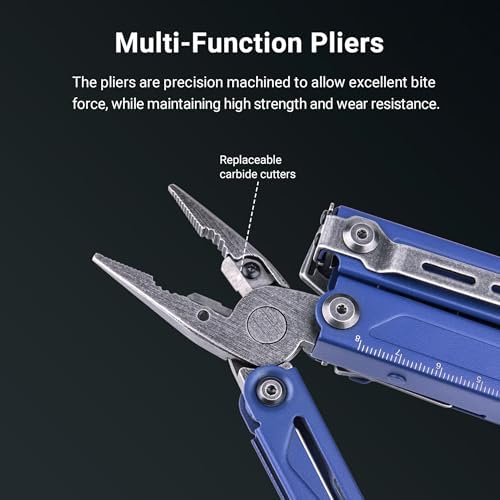 NEXTORCH PIONEER MT20 14-IN-1 Multi-tools Full-Size,Multi-tool Set with Scissors Needle Nose Pliers Pocket Clip Multi-tool for DIY Home Outdoors Everyday Carry Men Gift Color (BLUE with Glass Breaker)