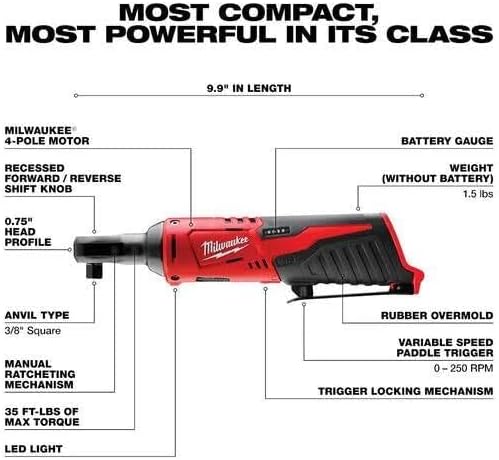 Milwaukee 2494-25 M12 5-Tool Combo Kit - Drill, Driver, Ratchet, Inflator, Light, (2) 2.0ah batteries, charger, and Tool Bag
