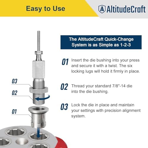 Reloading Die Bushings-10 Pack, Quick-Change Bushing System for Reloading, Compatible with Hornady Single-Stage and Progressive Press