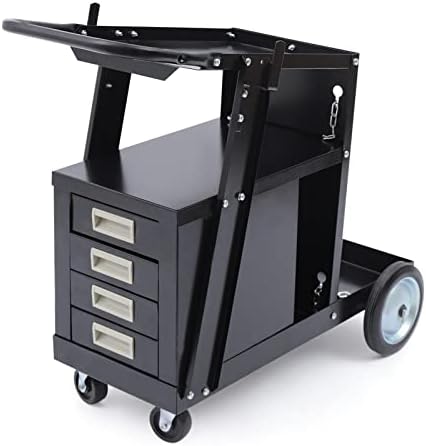 Rolling Welding Cart with Wheels, 4 Drawers Cabinet Welding Welder Cart Plasma Cutter Tank Storage for MIG TIG ARC Welder and Plasma Cutter Tank, 176.37lbs Load Capacity, 27.56*14.96*33.86''