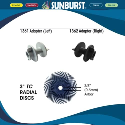 Dedeco Sunburst Radial Bristle Discs 12-Pack - 3" Curved - 3/8" Arbor - Blue 400 Grit (Fine) - Aluminum Oxide for Polishing & Finishing