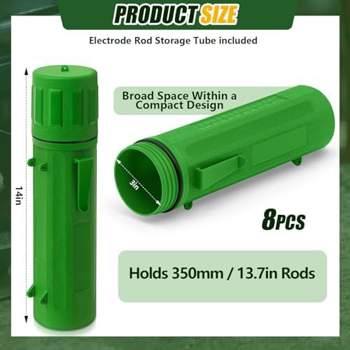 Zonon 8 Pcs Welding Electrode Rod Storage Tube 14 Inch Rod Storage Container Airproof Welding-Rod Holder Waterproof Organization Canister for Keeping Electrode Fresh and Dry (Green)