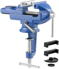 VEVOR Bench Vise, 3 Inch, Portable Workbench Vice with 360° Swivel Base, Quick Release Rotating Bench Clamp, Raised Base, Cast Iron Construction, for Woodworking, Metalworking, Drilling, and Cutting