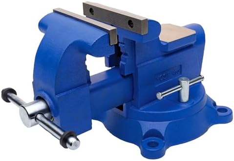 Yost Vises 460 Combination Vise | 6 Inch Jaw Width Heavy-Duty Utility Pipe and Bench Vise |Secure Grip with Swivel Base| Made with Cast Iron and Steel U Channel Bar | Blue