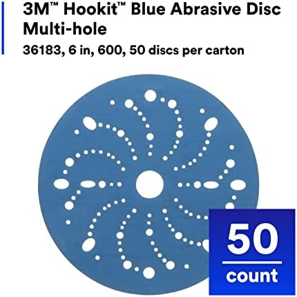 3M Hookit Blue Abrasive Disc, 321U, 36183, 6 in, 600+ Grade, Multi-Hole