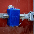 PACLOCK's 82-Series Patented Container Lock, High Security Rotating Disc, Exclusive Key Number, Keyed Different, Blue, Anodized Aluminum, 1, for Ribbed-Handles on Container Doors