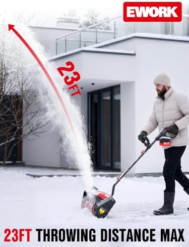 EWORK 20V 12-Inch Cordless Snow Shovel with 4.0Ah Battery and Fast Charger