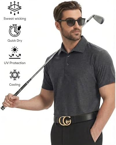 5 Pack Men's Polo Shirts Short Sleeve Golf T Shirt Performance Casual