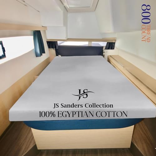 JS Sanders XL V Berth Boat Sheet 1 Pcs 600 TC Egyptian Cotton, Silver