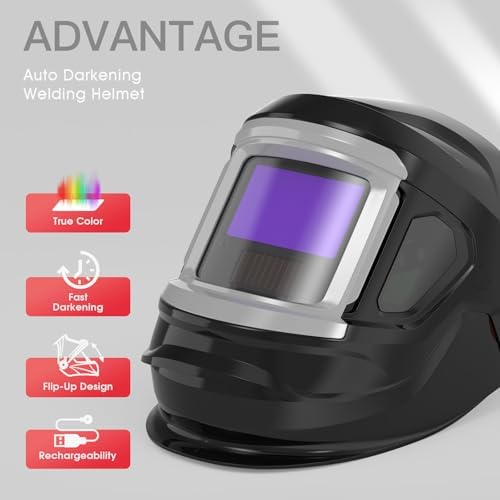 YESWELDER Flip-Up Auto-Darkening Welding Helmet, True Color