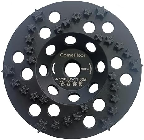 Diamond Grinding Cup Wheel for Concrete & Masonry, 30 Aggressive Star Segments, 4.5 Inch 5/8"-11 Thread, 30 Grit