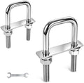 4 Pcs Heavy Duty M10 Square U Bolts Kit, 3 Inch Wide 304 Stainless Steel U-Bolt with Frame Plates and Washers, Marine Grade U Bolt M10 x 80mm W x 200mm L Trailer Axle Clamp