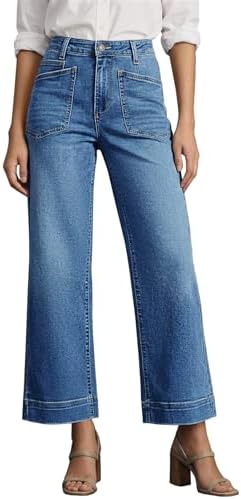 Cicy Bell Womens Cropped Wide Leg Jeans High Waisted Baggy Denim Ankle Pant