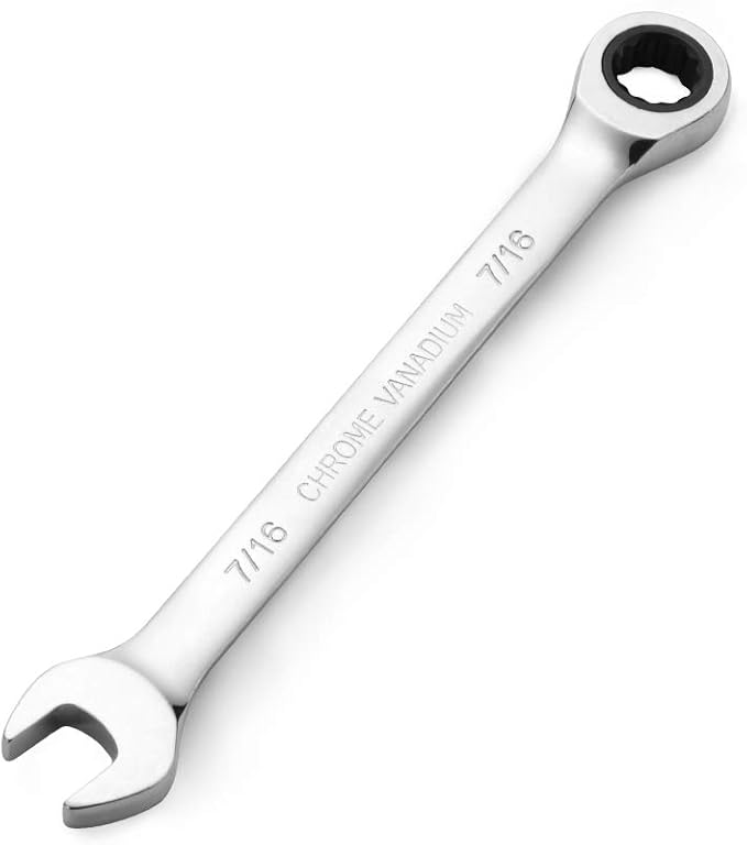 FLZOSPER 7/16 in. SAE Ratchet Wrench,Box End Head 72-Tooth Ratcheting Combination Wrench Spanner