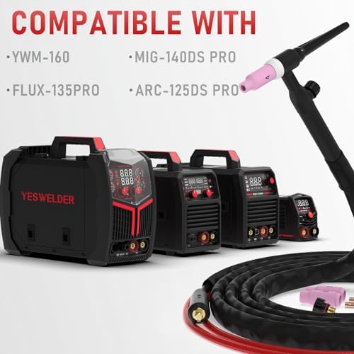 YESWELDER TIG Torch, TIG Welding Torch WP-17V 13 ft 150A 10-25mm² Air
