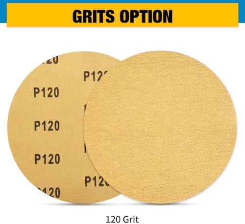 S SATC 6 Inch PSA Sandpaper Discs 200 Pack 120 Grit Sticky Back Aluminum Oxide Sanding Discs Round Automotive Sandpaper for Car Paint Woodworking