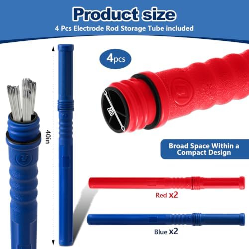 Tandefio 4 Pcs Welding Rod Storage Tube 40 Inch Tig Rod Holder, Red, Blue